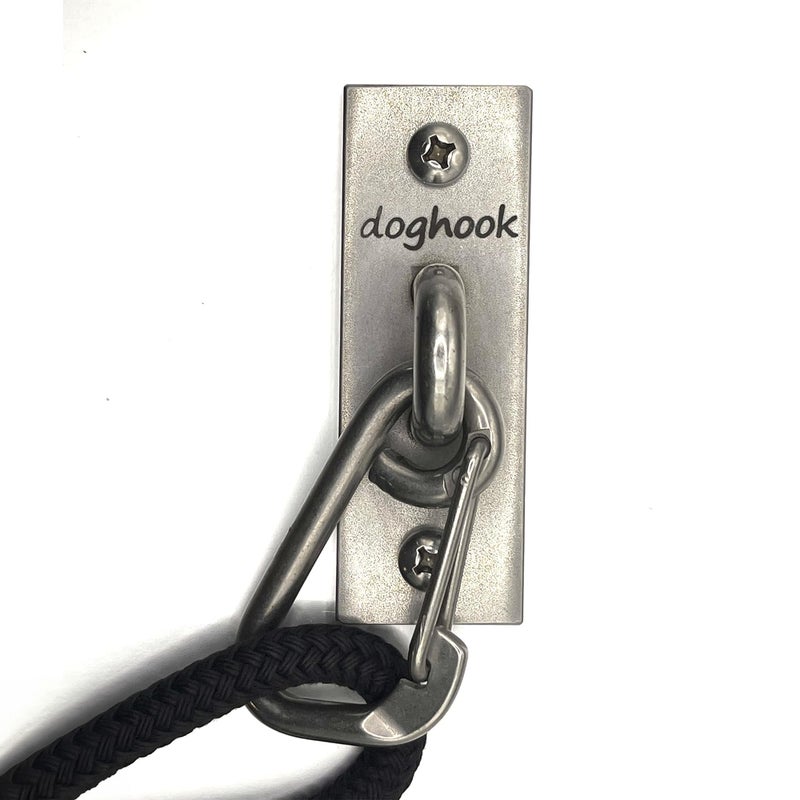 Doghook Canine Hitch- Secure Dog Leash Parking Indoor- Outdoor Wall Hook with Clip - Tie Out Stainless Steel - Practical Lead Management for Home & Business - Image 1